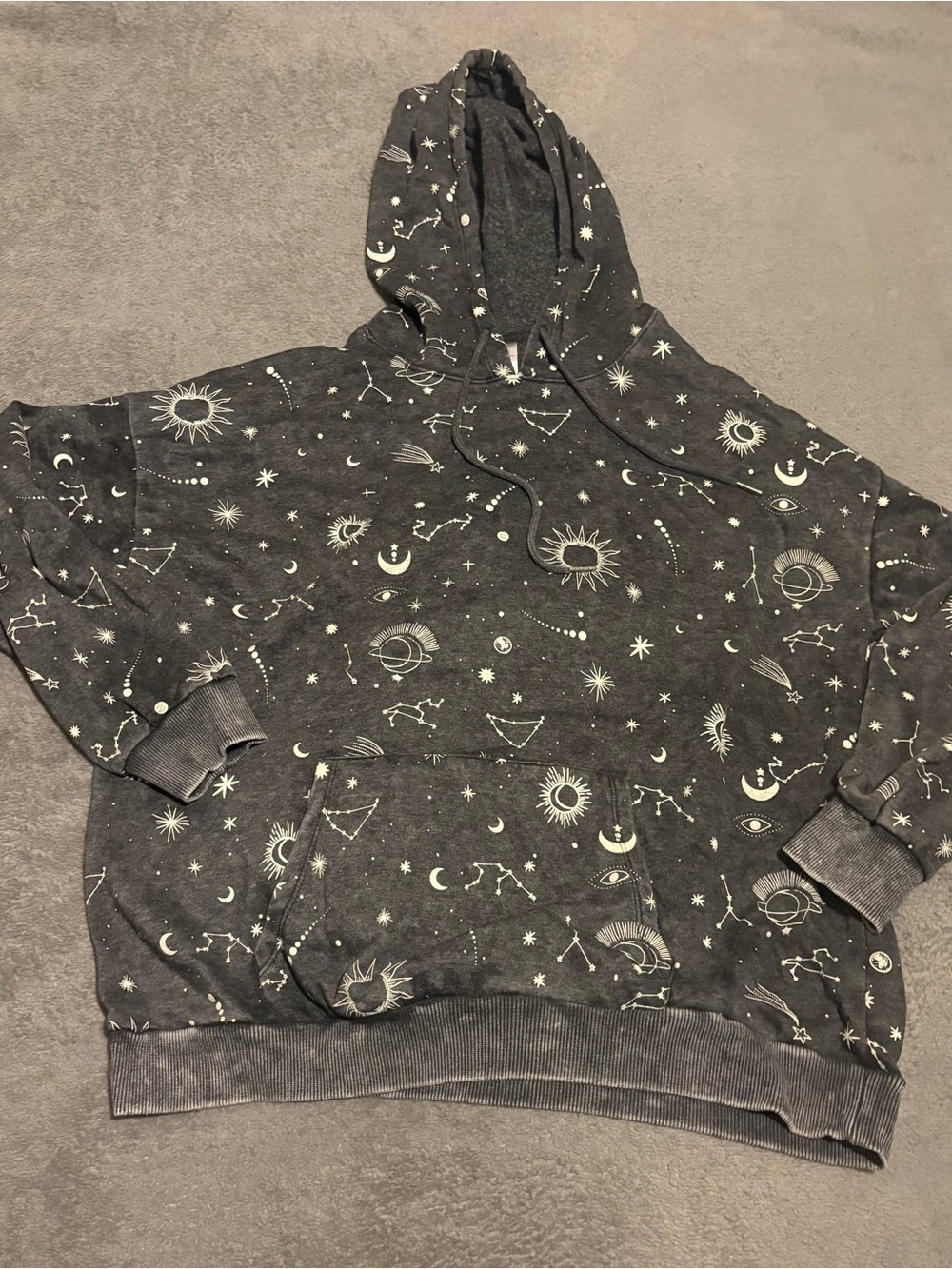 Women’s Charcoal Cosmic Print Hoodie Sweatshirt